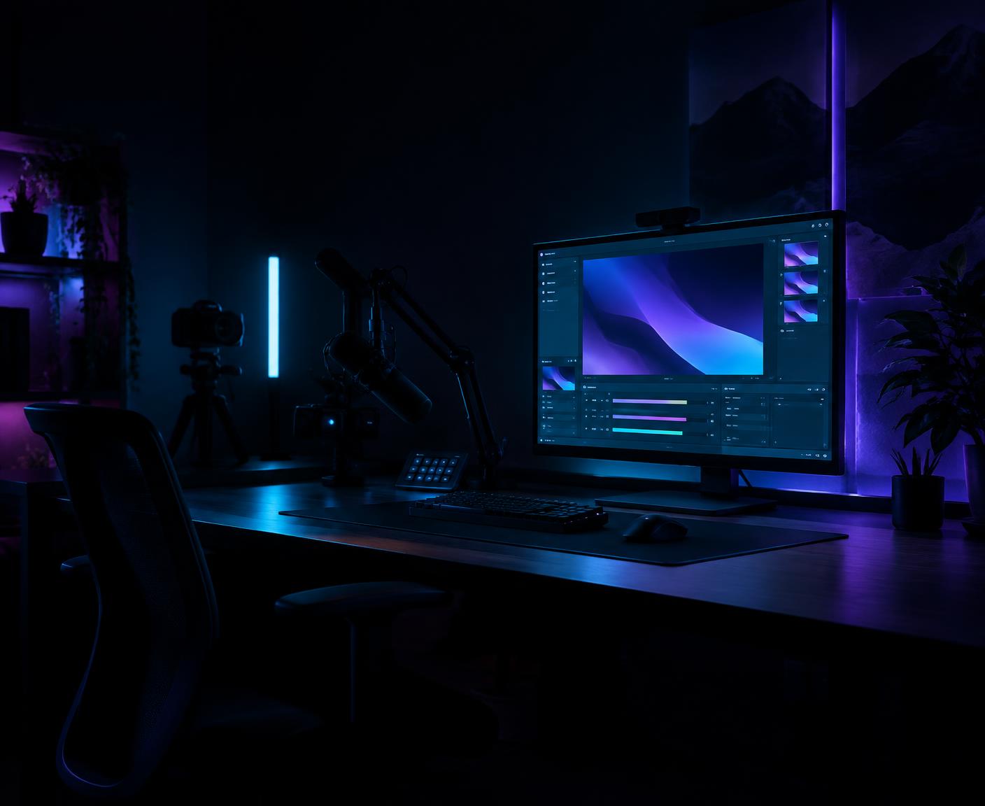 Creator broadcasting from a professional streaming setup